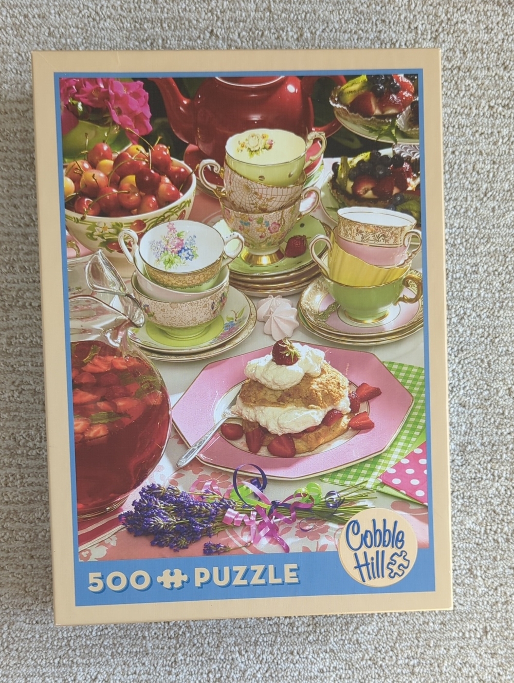 Cobble Hill Pink & Green Tea Party 500-Piece Jigsaw Puzzle